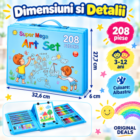 Set 208 Piese pentru Pictura si Desen, Servieta Albastra, 3-12 Ani - ORIGINAL DEALS [5]