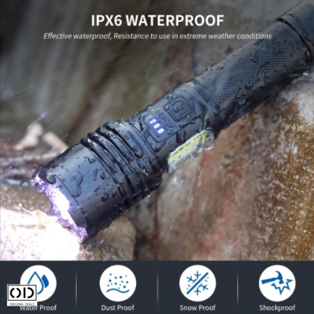 Lanterna LED P50 ORIGINAL DEALS, 1500 lm, zoom telescopic, acumulator 3200 mAh, IP44, negru [16]