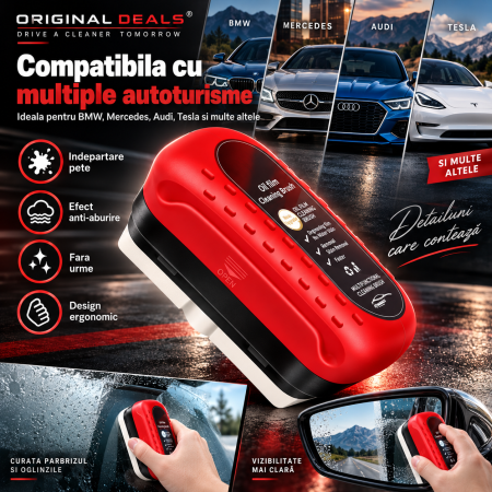 Perie Multifunctionala Auto pentru Parbriz si Oglinzi, Anti-Aburire, Curatare fara Urme, Rosie - ORIGINAL DEALS [9]