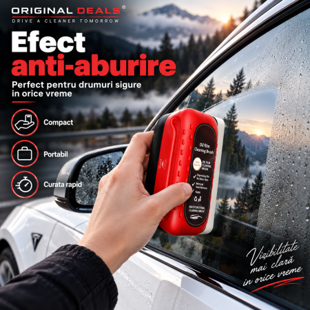Perie Multifunctionala Auto pentru Parbriz si Oglinzi, Anti-Aburire, Curatare fara Urme, Rosie - ORIGINAL DEALS [7]