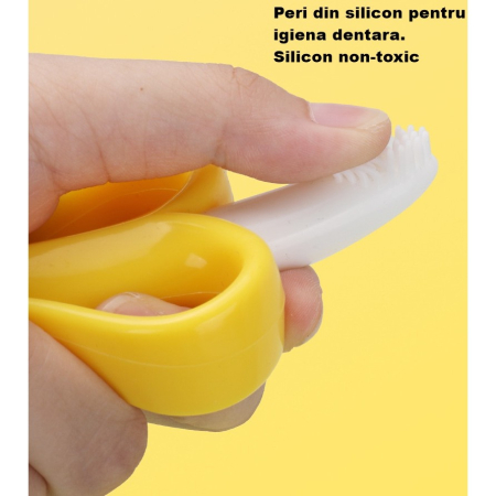 Jucarie pentru Dentitie Bebelusi Banana din Silicon, Suprafata Texturata, 10.5 x 5.9 cm, Galben - ORIGINAL DEALS [10]