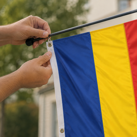 Steag Tricolor Romania din Poliester 90 x 150 cm, 80 g/mp, cu Sistem de Prindere - ORIGINAL DEALS [2]