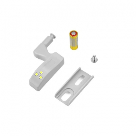 Set 2x Lampa cu Bec LED smd pentru Balamale Mobila 12V, Baterii Incluse, Universal, Gri [8]