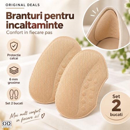 Intretinere Haine & Incaltaminte - Branturi pentru calcai, spuma cu memorie, 6 mm, adezive, universale, bej | ORIGINAL DEALS