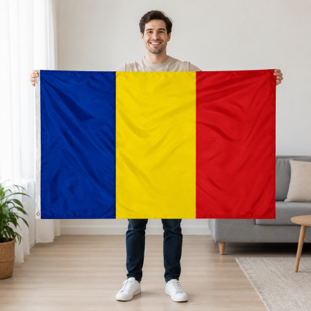 Sport & Activitati in Aer Liber - Steag Tricolor Romania din Poliester 90 x 150 cm, 80 g/mp, cu Sistem de Prindere - ORIGINAL DEALS