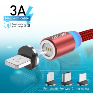 Cablu Textil USB Fast & Safe Charging 3.6A cu Mufa Magnetica 360° Cablu de date telefoane Cablu de incarcare telefon [10]