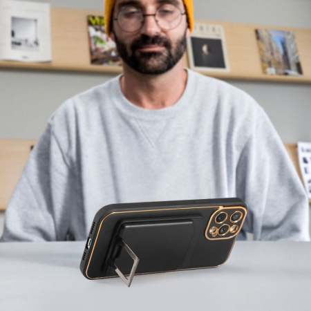 Accesoriu pentru telefon 3 in 1 , incarcator Wirelles Magsafe, portofel si suport, negru [1]