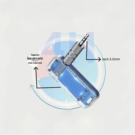 Adaptor audio auto Bluetooth B46, Jack 3.5mm, negru [3]