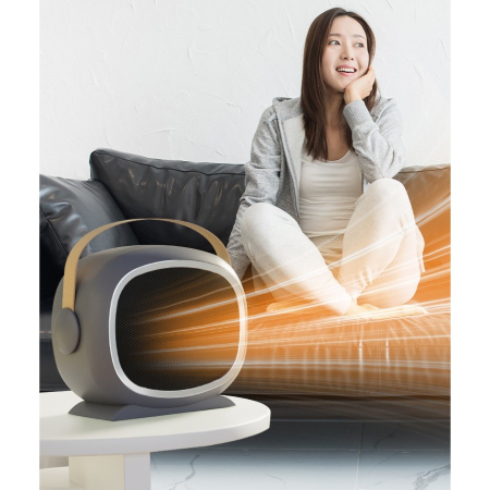 Aeroterma cu Incalzire Ceramica PTC, , din ABS, Oprire Automata, Protectie Supraincalzire, 700/1200W, 220V, 21 x 16 x 11 cm, Gri [4]