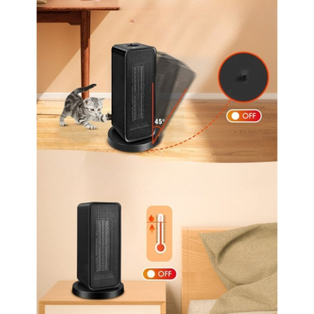 Aeroterma / Radiator , 1200 W, 2 trepte de putere, termostat reglabil, Negru [4]