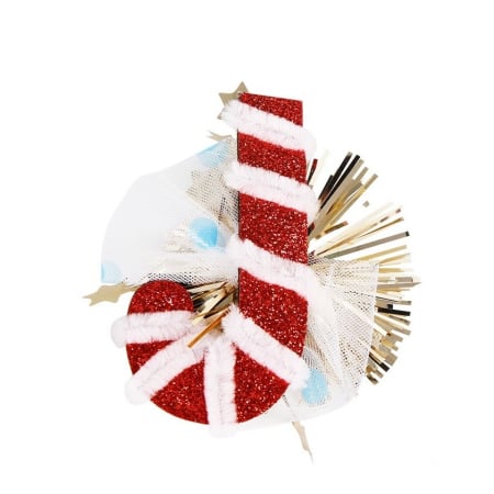 ✨TOATE PRODUSELE✨ - Agrafa de Par, , Tema Craciun, Model Acadea, din Panza, 9.5 x 8.2 cm, Multicolor