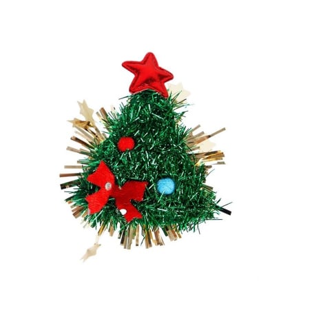 ✨TOATE PRODUSELE✨ - Agrafa de Par, , Tema Craciun, Model Brad, din Panza, 8.5 x 8 cm, Multicolor