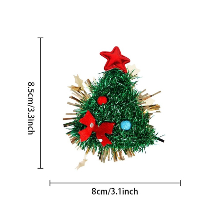 Agrafa de Par, , Tema Craciun, Model Brad, din Panza, 8.5 x 8 cm, Multicolor [1]