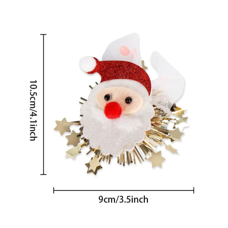 Agrafa de Par, , Tema Craciun, Model Mos Craciun, din Panza, 10.5 x 9 cm, Multicolor [1]