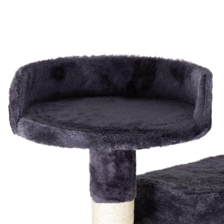 Ansamblu de joaca pentru pisici, cu loc pentru zgariat, ascuns, culcus, minge, sfoara, 203cm, gri inchis [1]