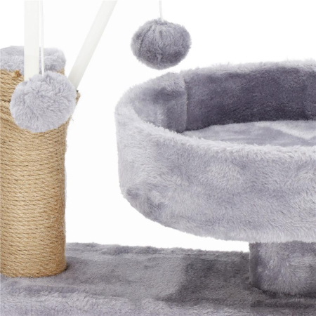 Ansamblu de joaca pentru pisici, cu loc pentru zgariat, ascuns, culcus, mingi, 127cm, gri [2]