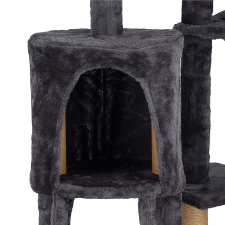 Ansamblu de joaca pentru pisici, cu loc pentru zgariat, ascuns, culcus, mingi, 145cm, grafit [4]