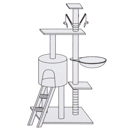 Ansamblu de joaca pentru pisici, cu loc pentru zgariat, ascuns, culcus, mingi, 145cm, grafit [11]