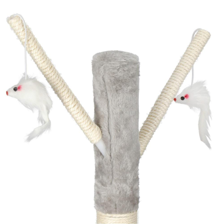 Ansamblu de joaca pentru pisici, cu loc pentru zgariat, ascuns, culcus, soricei, 108cm, gri [8]