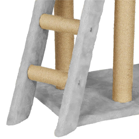 Ansamblu de joaca pentru pisici, cu loc pentru zgariat, ascuns, culcus, soricei, 136cm, gri [2]