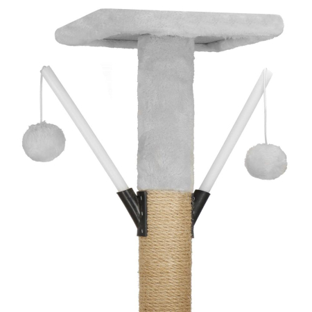 Ansamblu de joaca pentru pisici, cu loc pentru zgariat, ascuns, culcus, soricei, 136cm, gri [13]