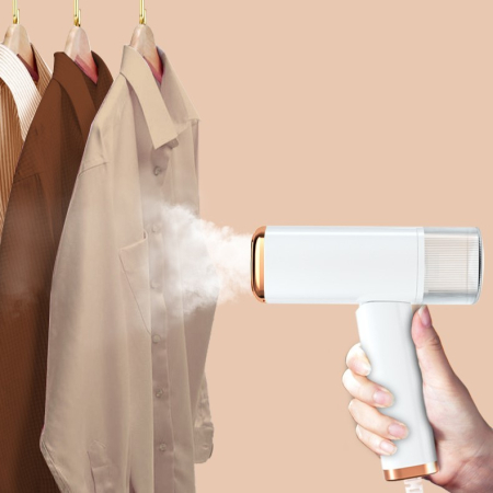 Aparat de Calcat Vertical Portabil cu Abur, , Putere 1000W, Rezervor de 100 ml, Priza, Functie Anti Calcar si Auto Curatare, Pliabil, 15x17x7.5 cm, Alb [12]