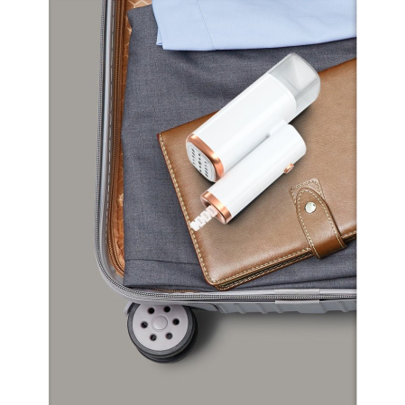 Aparat de Calcat Vertical Portabil cu Abur, , Putere 1000W, Rezervor de 100 ml, Priza, Functie Anti Calcar si Auto Curatare, Pliabil, 15x17x7.5 cm, Alb [13]