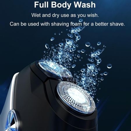 Aparat de Ras Portabil, , 8W, Autonomie 60 min, Incarcare Cablu Type C Inclus, Periuta de Curatare, Husa, Reincarcabil, 7.3x7.5x3.3 cm, Gri [5]