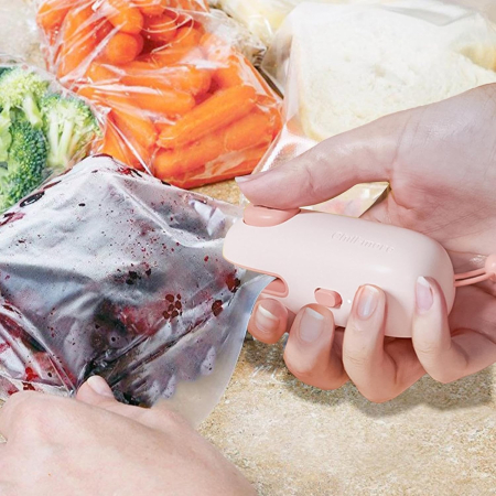 Aparat de Sigilat Ambalaje, , Incarcare USB Tip C, 400 mAh, 10.2 x 3.7 x 4.3 cm, Model Porc, Roz [1]