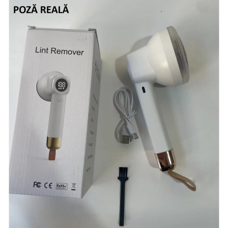 Aparat Pentru Curatat Scame, Par Si Praf, , Pentru Diferite Tipuri De Material, Cu Lame Din Otel Inoxidabil, Incarcare Prin USB Type-C, Cu Perie De Curatare si Cablu USB Incluse, Alb, 20 x 8.8 x 8.5 cm [15]