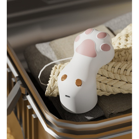 Aparat pentru Curatat Scame, Par Si Praf, , Pentru Diferite Tipuri De Material, Incarcare USB Type-C, Model Labuta de Pisica, 14x7x7.5 cm, Alb-Roz [6]