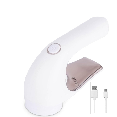 Aparat Pentru Curatat Scame, Par Si Praf, , Trimmer pentru Diferite Tipuri De Material, Cu Lame Din Otel Inoxidabil, Maner Ergonomic, Incarcare Prin USB, 15x6x9 cm, Alb [13]