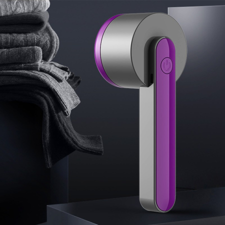 Aparat Pentru Curatat Scame, Par Si Praf, , Trimmer pentru Diferite Tipuri De Material, Cu Lame Din Otel Inoxidabil, Maner Ergonomic, Incarcare Prin USB, Negru Mov [2]