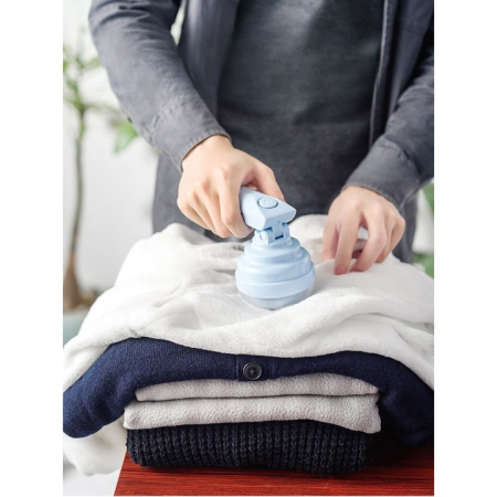 Aparat Pentru Curatat Scame, Par Si Praf, , Trimmer pentru Diferite Tipuri De Material, Cu Lame Din Otel Inoxidabil, Maner Flexibil, Incarcare Prin USB, 13x8 cm, Albastru [3]