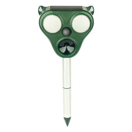 ✨TOATE PRODUSELE✨ - Aparat Solar LED cu Ultrasunete, , Repelent pentru Animale Mari si Mici, Lumina Rosie si Alba, Anti Rozatoare, Anti Insecte, Frecventa 13.5KHZ-65 KHZ, Senzor PIR, 13 x 14.7 x 24.5 cm, Verde