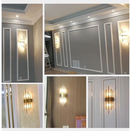 Aplica de Perete, , pentru Interior, din Otel Inoxidabil si Sticla, 40 x 16 cm, LED, Auriu [1]