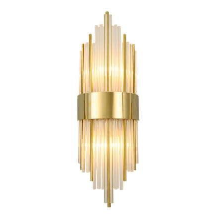 ✨TOATE PRODUSELE✨ - Aplica de Perete, , pentru Interior, din Otel Inoxidabil si Sticla, 40 x 16 cm, LED, Auriu