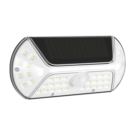 ✨TOATE PRODUSELE✨ - Aplica solara LED SMD pentru perete , cu senzor de miscare, dreptunghiulara, IP44, luminozitate mare 40 LED-uri, 3.7V, 1200mah, autonomie 8 ore, 19.2 x 8.9 cm, alb rece
