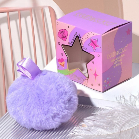 ✨TOATE PRODUSELE✨ - Aplicator pentru Iluminator/Pudra, Tip Buretel Pufos, Kevin & Coco, 9.6 x 9.6 x 7.2cm, Mov