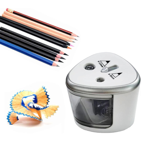 Ascutitoare Electrica cu 2 Gauri, , Gri, Baterii 4 x AA (neincluse), 7.5 x 7.5 x 7.5 cm, Gri [4]