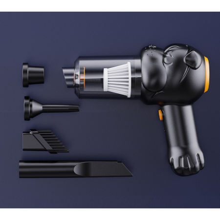 Aspirator Auto 4 in 1 Portabil fara Fir, , 120W, Autonomie 1-3 h, 2 Viteze, Aspirare Umeda/Uscata, Functia de Sulfare/Umflare, Negru [1]