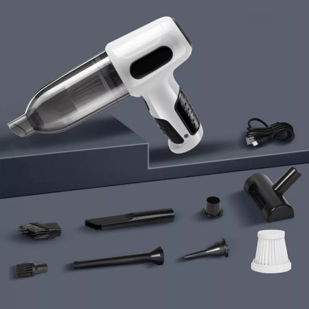 Aspirator Auto Tip Pistol, , Aspirator cu Aspirare si Suflare, pentru Casa Masina, Multifunctional fara Fir, incarcare 4000mAh, Alb [2]