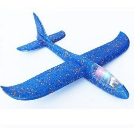 Avion Planor cu Pilot, , Din Polistiren, Cu Lumini in Cabina Pilotului, Lungime 47 cm, Albastru [3]