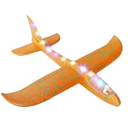 Avion Planor cu Pilot, , Din Polistiren, Cu Lumini pe Toata Lungimea, 47 cm, Portocaliu [2]