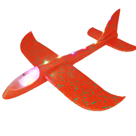 Avion Planor cu Pilot, , Din Polistiren, Cu Lumini pe Toata Lungimea, 47 cm, Rosu [1]