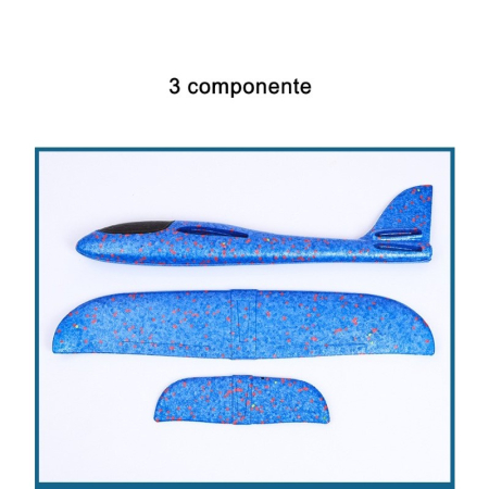 Avion planor din polistiren in punga , lungime 47 cm , cu lumini pe cap, Albastru ,  [2]