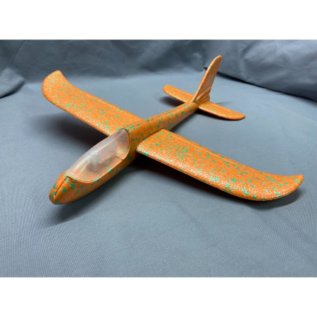 Avion planor din polistiren in punga , lungime 47 cm , cu lumini pe varf, Portocaliu,  [3]