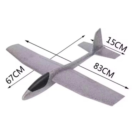 Avion Zburator, , Tip Planor, 83 cm Lungime, +3 Ani, din Polistiren, Aruncare 10 - 30 m, Gri [3]