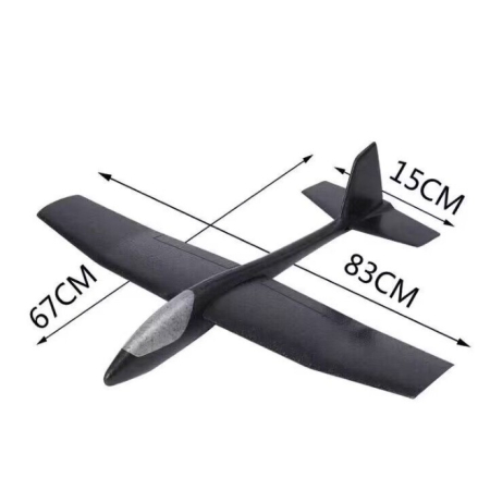 Avion Zburator, , Tip Planor, 83 cm Lungime, +3 Ani, din Polistiren, Aruncare 10 - 30 m, Negru [2]
