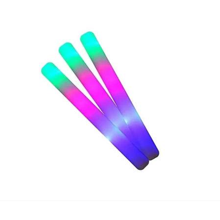 Accesorii Petrecere - Bagheta cu Led, , din Burete, cu Baterii, Lumina Multicolora, 48 x 4 cm, Alb